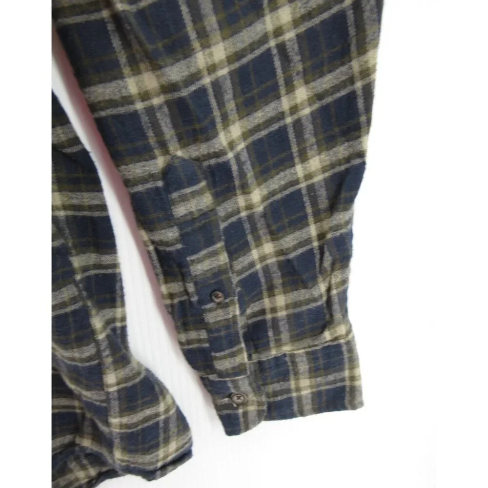 VINTAGE American Eagle Shirt Large Flannel Button Down Plaid Pocket